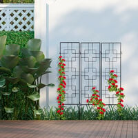 3er Set Spalier Garten Rankhilfe für Kletterpflanzen schwarz Relaxdays Rankgitter Metall 122 x 30,5 cm zum Stecken 