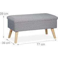 Sitzbank mit Stauraum, gepolsterte Truhenbank, modern, Holzbeine