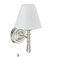 Relaxdays Wandlampe mit Schirm, innen, Zugschalter, Flur & Wohnzimmer, E14, Stoff, Metall, HBT 28x16x19 cm, silber/weiß