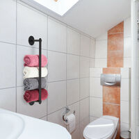 Relaxdays Handtuchhalter, selbstklebend, Edelstahl, HBT: 5,5 x 40,5 x 7 cm, Handtuchstange Bad, ohne Bohren, schwarz