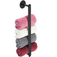 Relaxdays Handtuchhalter, selbstklebend, Edelstahl, HBT: 5,5 x 40,5 x 7 cm, Bad, Handtuchstange ohne Bohren, schwarz