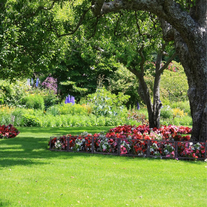 Clôtures de Jardin en Métal avec 5 panneaux et 5 piquets Barrière Jardin  Exterieur pour Animaux Résistant à Rouille Décoratives 87 x 98CM noir -  Costway