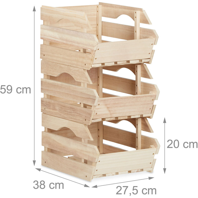 Caisse de rangement en bois avec poignée 30x40x24cm