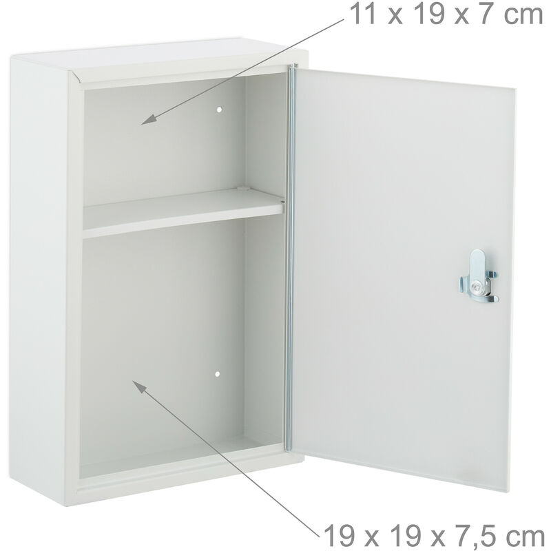 Relaxdays Armoire à Pharmacie, verrouillable, 5 Compartiments, Acier,  HxLxP: 53 x 53 x 14,5 cm, Double Porte, Blanche : : Cuisine et  Maison