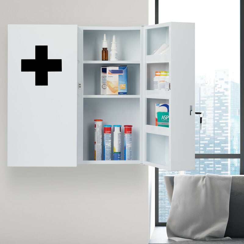 Jago® armoire à pharmacie murale - 3 étagères, 4 compartiments