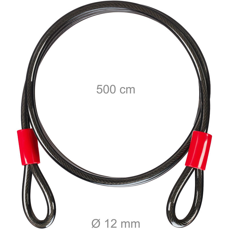 Abus Cobra Antivol câble long 120 cm diamètre 12 mm en acier à boucles