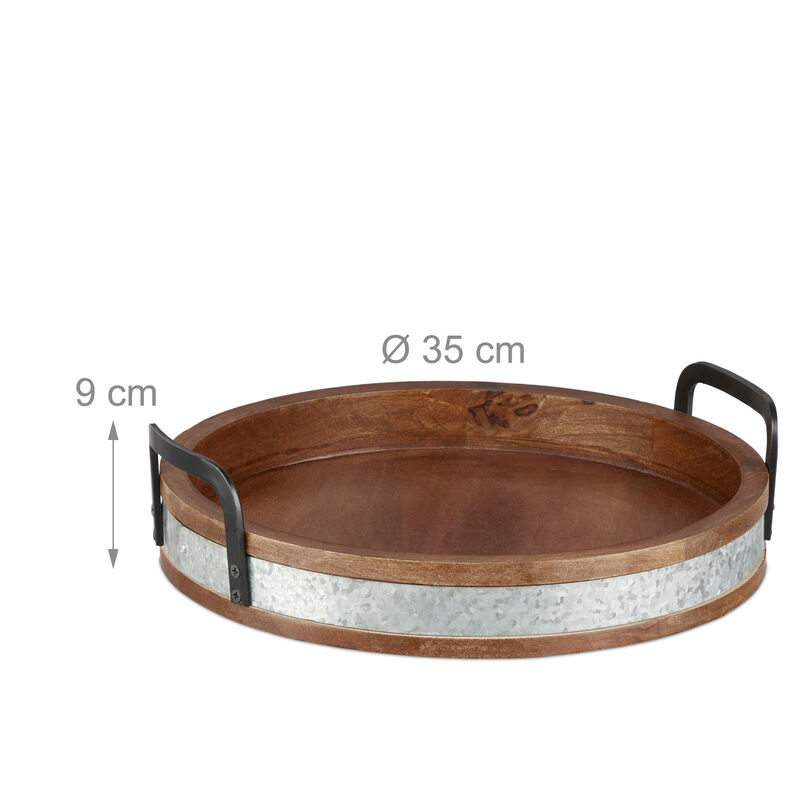 2 Plateaux De Service En Acier Inoxydable 33cm - Ronds, Bordure Brillante - Pour Buffet, Décoration
