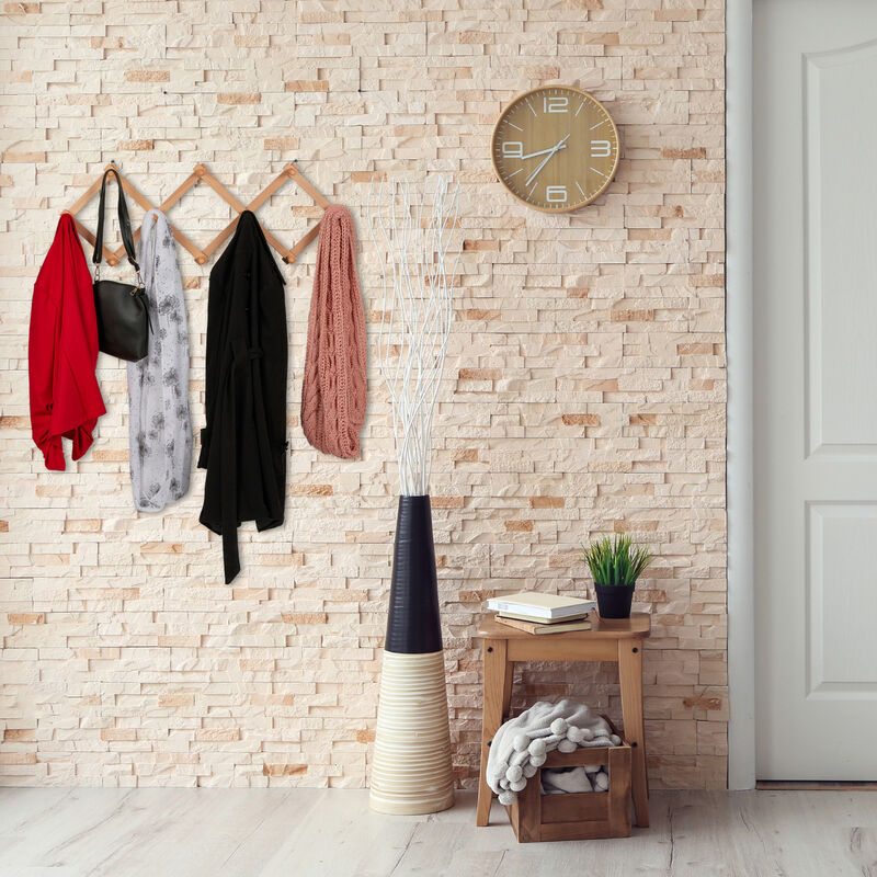 Relaxdays Porte-manteau pour porte, 10 crochets, garde-robe, à accrocher, 4  cm, chambre, salle-de-bain, noir/nature