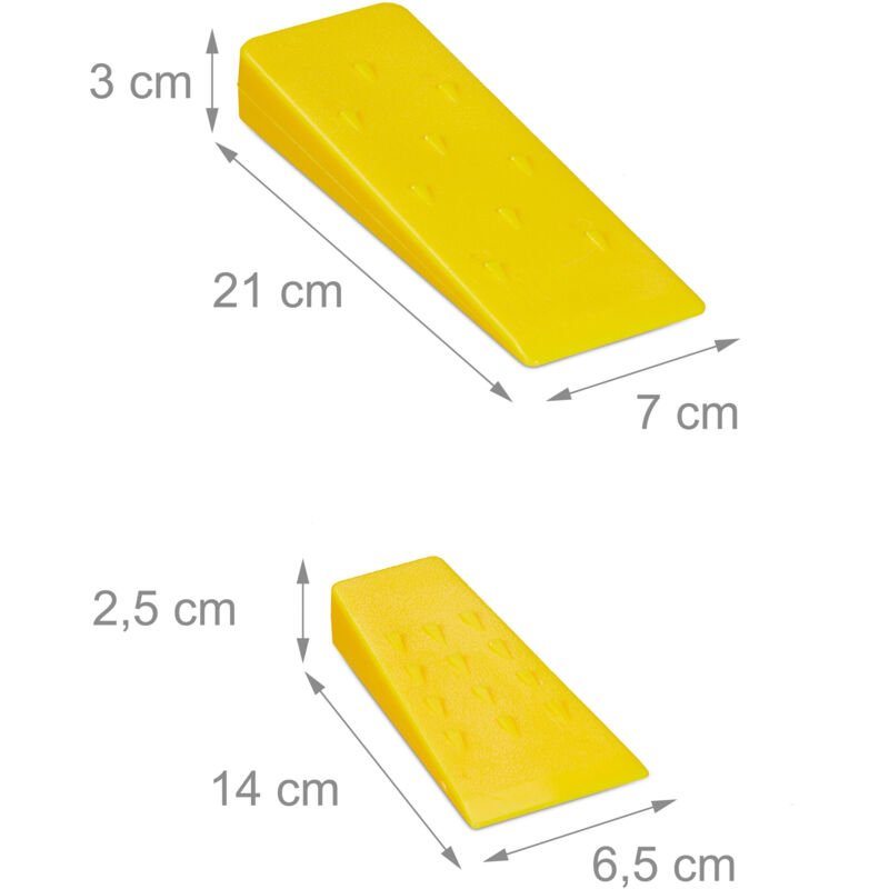 Relaxdays Cales D’abattage Lot De 4 - 14 Et 21 Cm - Plastique Jaune Dentelé - Accessoire Tronçonneuse Pour Abattage D'Arbres