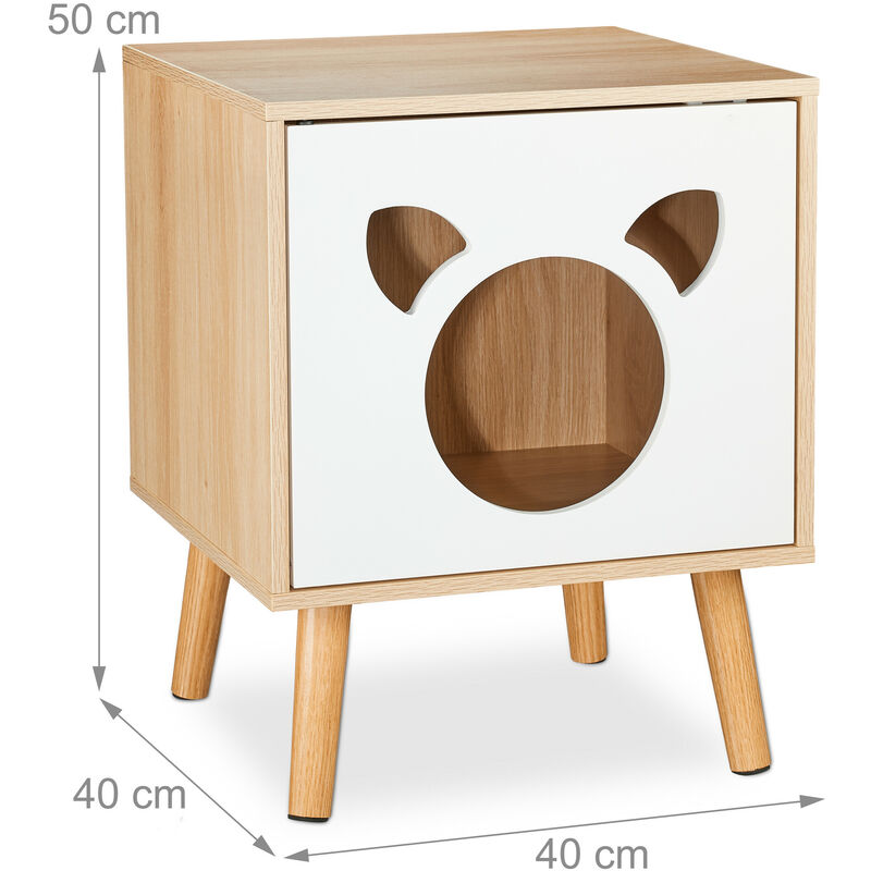 Relaxdays - Armoire à Chat Avec Entrée Design Pattes Marron Clair/Blanc