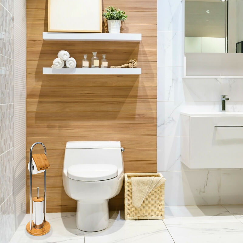 Papier Toilette Relaxdays Porte Avec Porte-revues En Bambou