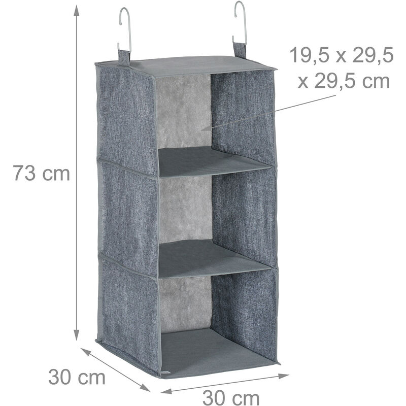 Rangement Suspendu 6 Compartiments GLOSKIN - Grille Gris - Pour Vêtements, Serviettes - Économie D'Espace - 12