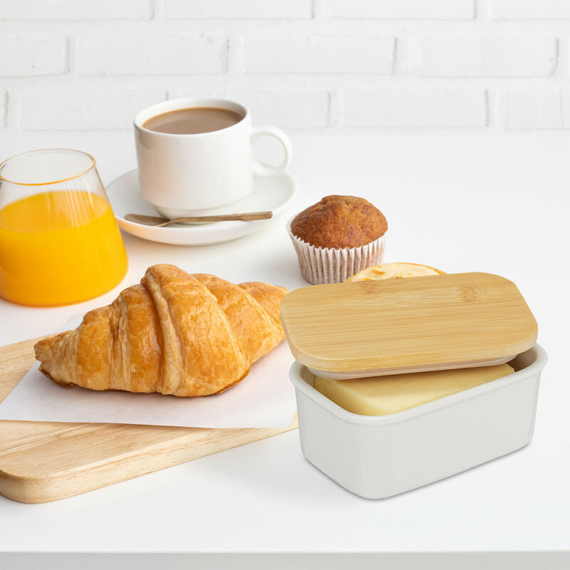 Relaxdays Boîte à beurre, lot de 3, avec couvercle, en plastique, H x L x P  : 6,5 x 18,5 x 12,5 cm, transparente