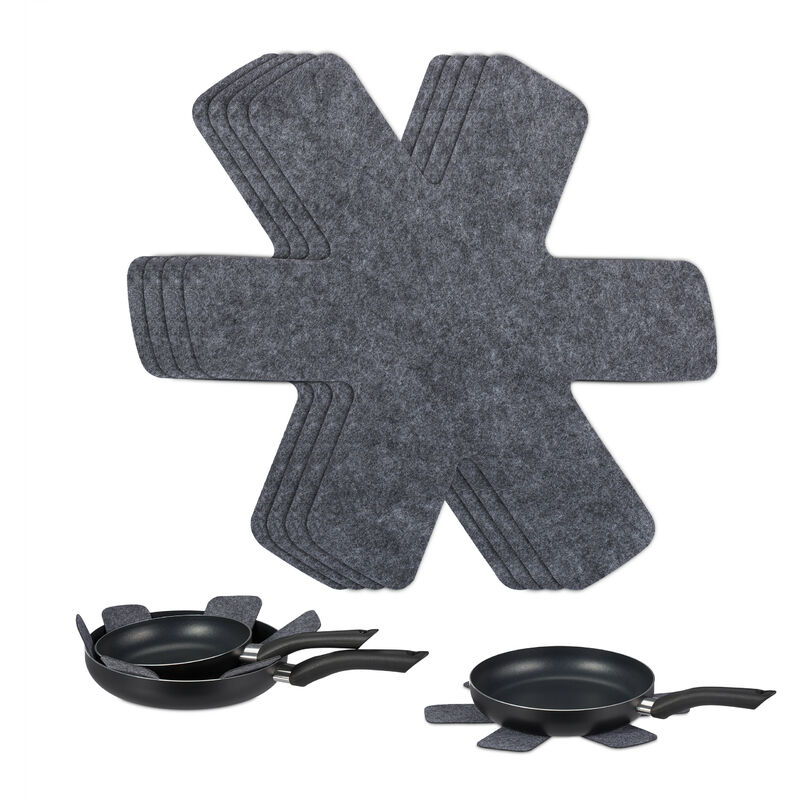 12 Protège-poêles En Feutre Hexagonaux - 26 Cm De Diamètre, 2 Mm D'épaisseur, Gris, Pour Casseroles Et Ustensiles