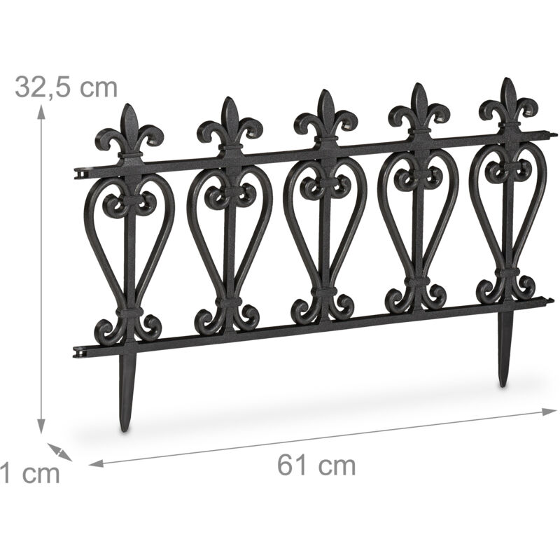 Relaxdays Bordure De Jardin, Lot 4 éléments, Métal, HxL