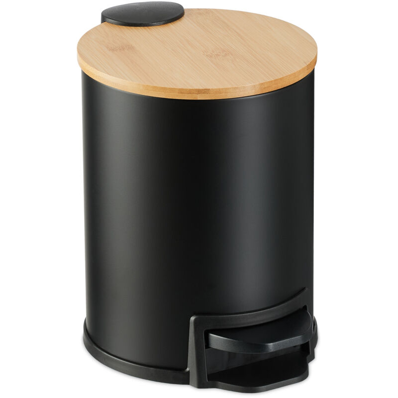 Poubelle De Salle De Bain Noire Avec Pédale Et Fermeture Douce - 3 L, Seau Amovible, Design Mat Et élégant