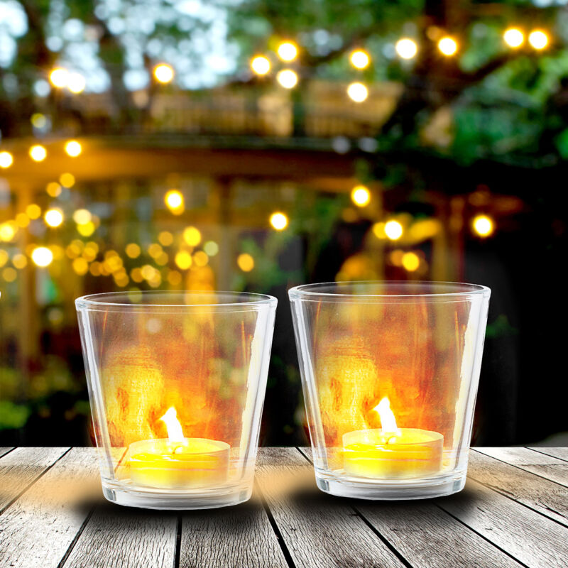 Lot De 20 Photophores En Verre Relaxdays - Porte-Bougies Transparents H 7,5cm Pour Décoration Table