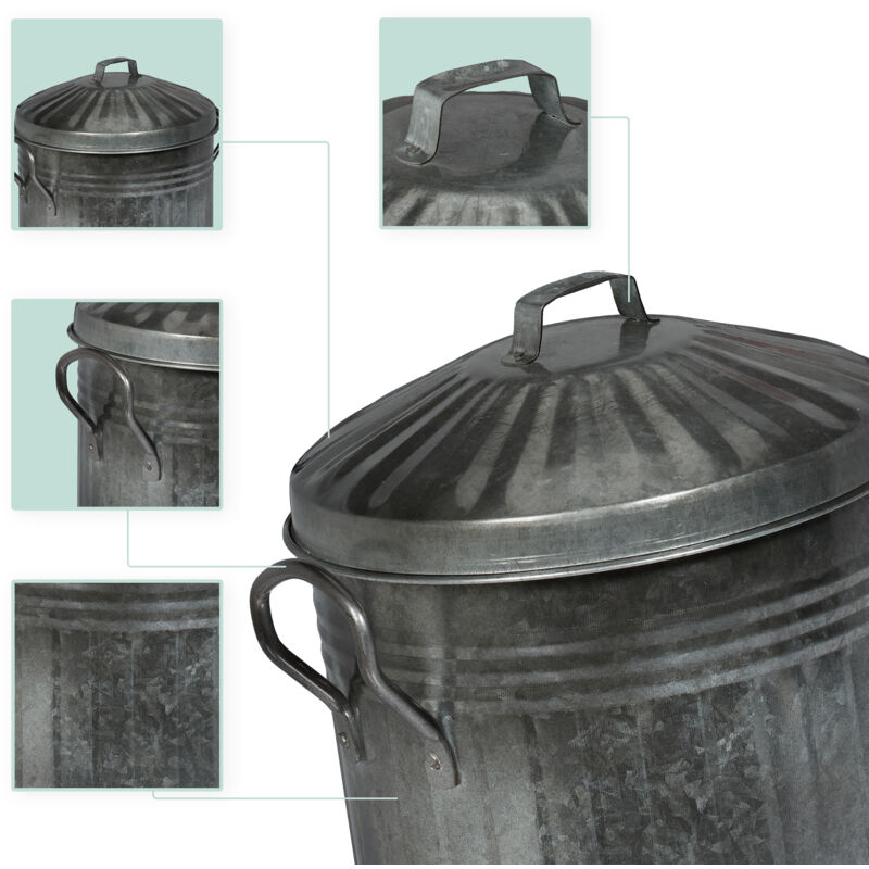 Seau à Cendres Carré Relaxdays - 15 L Acier Galvanisé Avec Couvercle, Pour Cheminée, Poêle, Barbecue