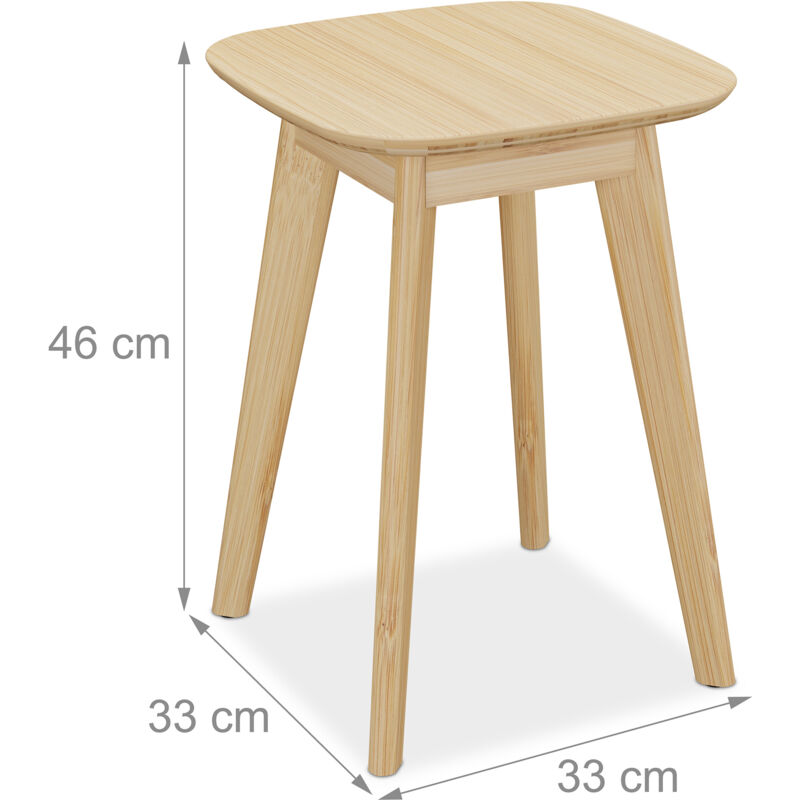 Tabouret Bambou Relaxdays Avec Plateau Rangement - H41,5cm Pour Salle De Bain & Couloir