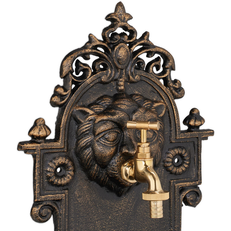 Fontaine De Jardin Rustique Relaxdays En Bronze - Robinet Laiton, Bac Pratique, 61 X 35 X 18 Cm - Idéale Pour Terrasse Et Extérieur
