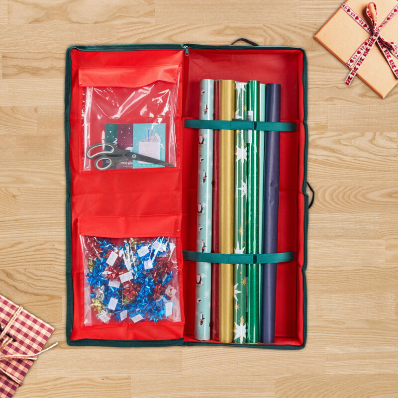 Sac De Rangement Pour Rouleaux De Papier Cadeau - Housse Protectrice 82x34x13 Cm, Avec Compartiments, Zip