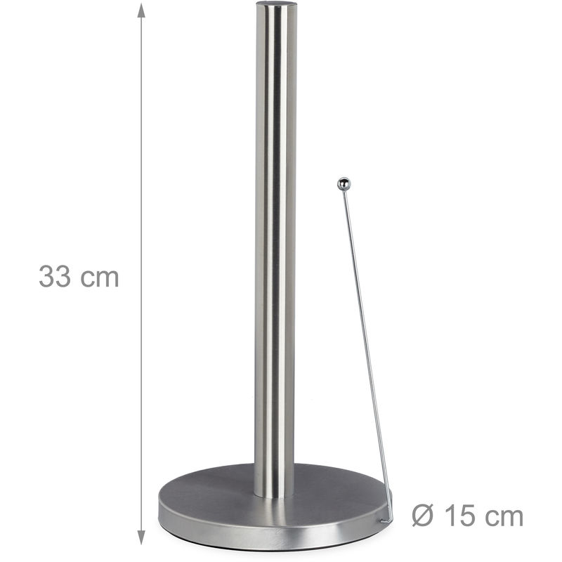 Relaxdays Porte-sopalin, vertical, inox brossé, support essuie-tout pour la  cuisine, distributeur, HxD 35x15 cm, argenté