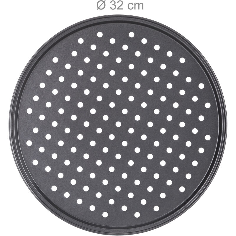 Lot De 2 Plaques à Pizza Aluminium 30,5 Cm - Design Maille Sans Couteur - Pour Four & Cuisson Uniforme - Antiadhésif