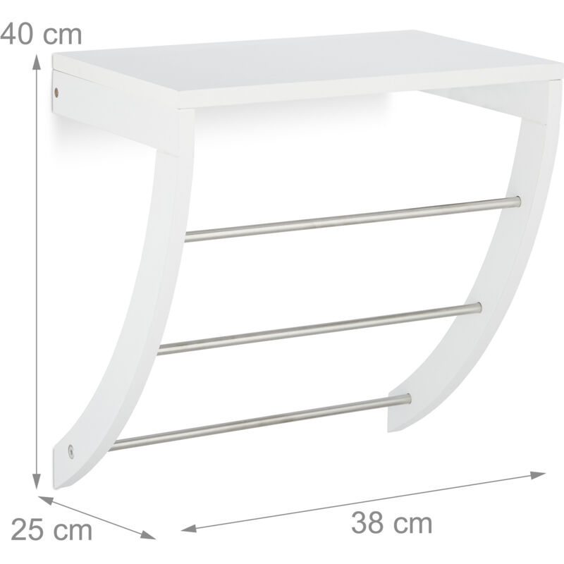 Porte Serviettes Mural 3 Barres Salle De Bain Tablette Etagere Support Serviettes 40 X 38 X 25 Cm Blanc