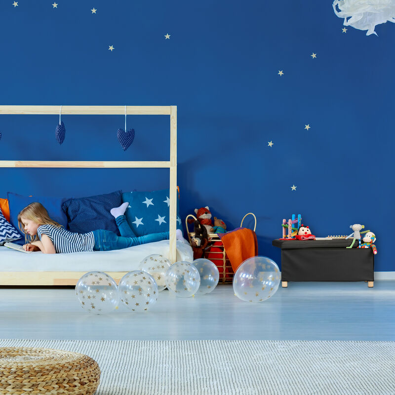 Coffret à Jouets 75 x 36 x 38 cm (L x l x H) Couvercle Amovible Rangement  Jouet avec Siège Rembourré Blanc/Bleu - Costway