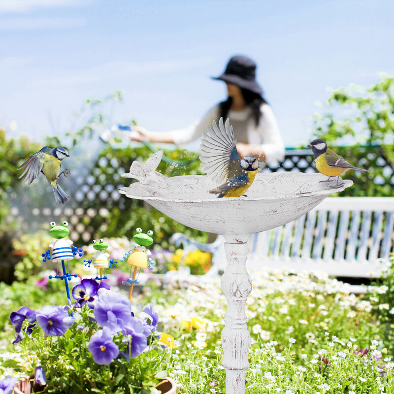 Effaroucheur D'oiseaux Décoratif Pour Jardin Relaxdays - Faux Héron Blanc Protecteur D'étang, 61x66x14 Cm