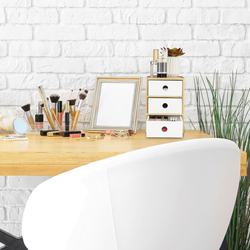 Bote tiroirs Bambou et MDF Mini-Commode 3 Compartiments HxLxP 9 x 26 x