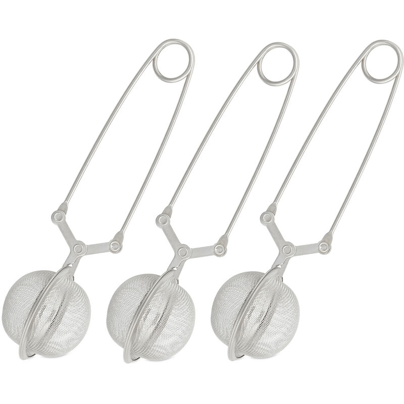 Set 3 Boules à Thé Inox Relaxdays - Ø4cm Pour Infusion En Vrac