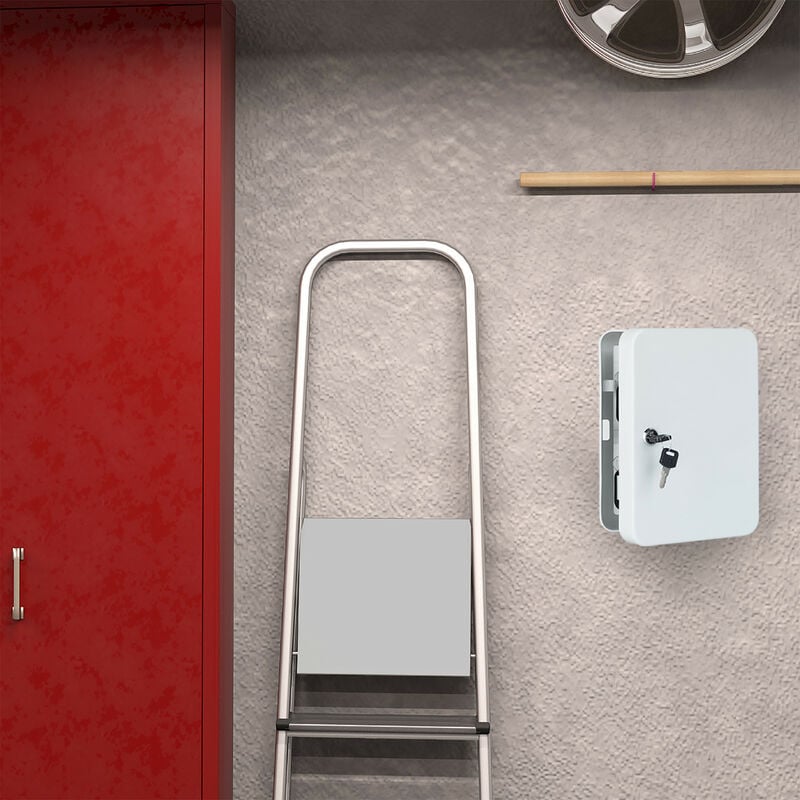 Relaxdays Boîte à clés, Armoire à clef murale, métal, Rangement 48 crochets, garage sécurité 25x18x7,5 cm, gris 3