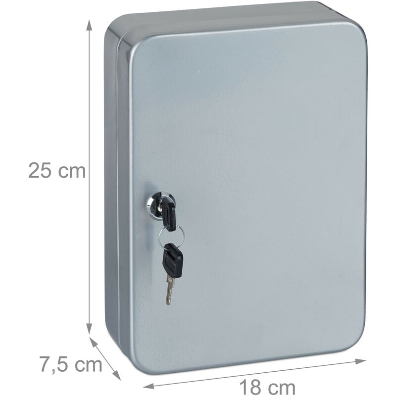 Relaxdays Boîte à clés, Armoire à clef murale, métal, Rangement 48 crochets, garage sécurité 25x18x7,5 cm, gris 4