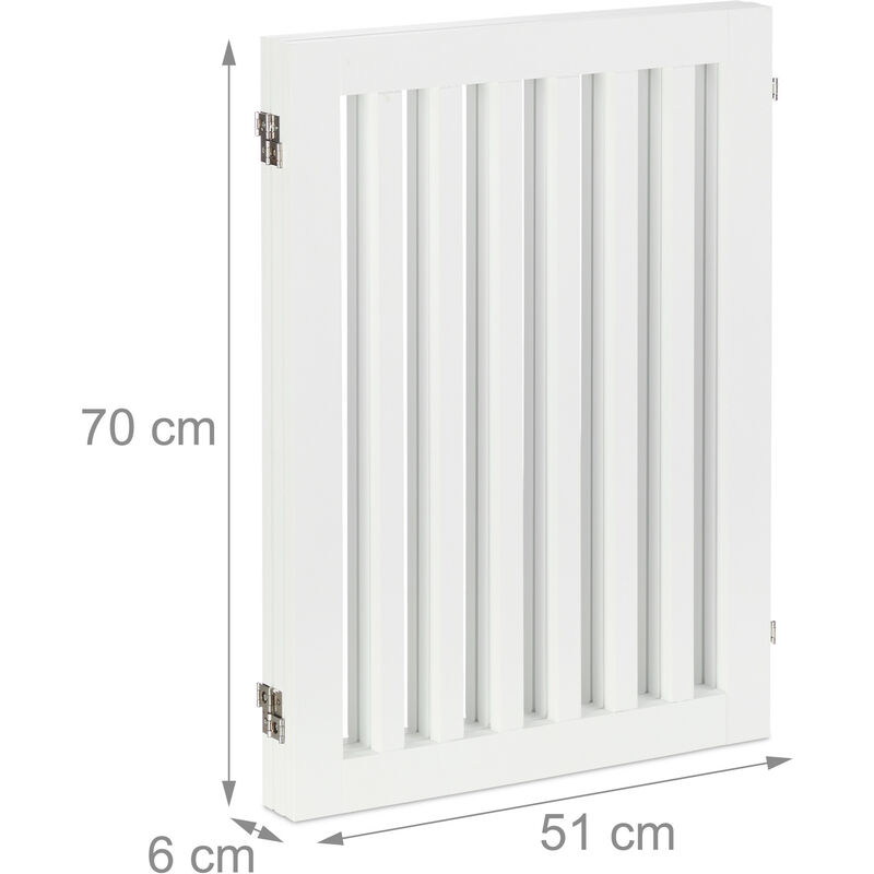 Barrière De Sécurité Pliable Pour Chiens Et Enfants - Hauteur 70 Cm, Largeur Max 206.5 Cm - En MDF Blanc - Pour Escalier, Cheminée, Four