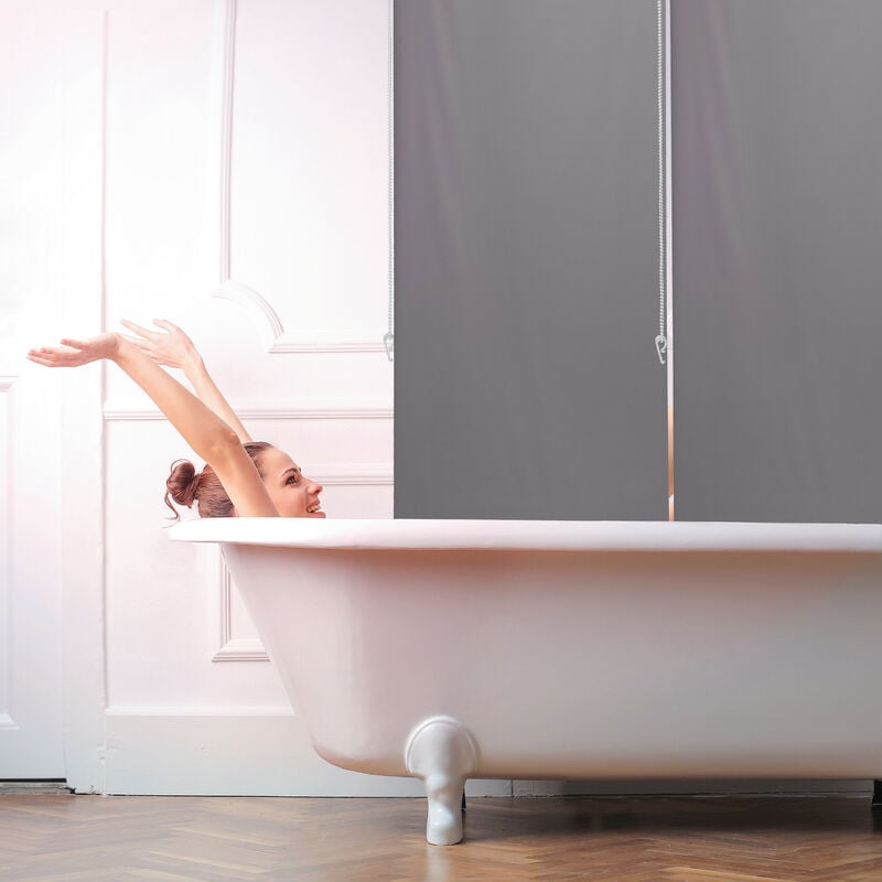 Relaxdays Store de douche Carré, 140x240 cm, Rideau de douche, baignoire  bain store, fixation plafond, semi-transparent - - Cdiscount Maison