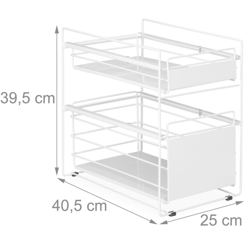 Panier de rangement à 2 niveaux pour placard de cuisine et salle de bain,39  x 21.5 x 33cm Blanc - Cdiscount Bricolage
