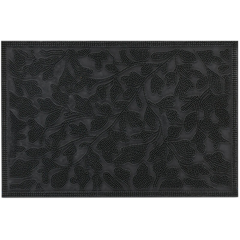 Tapis extérieur caoutchouc rectangulaire noir à picots flexibles
