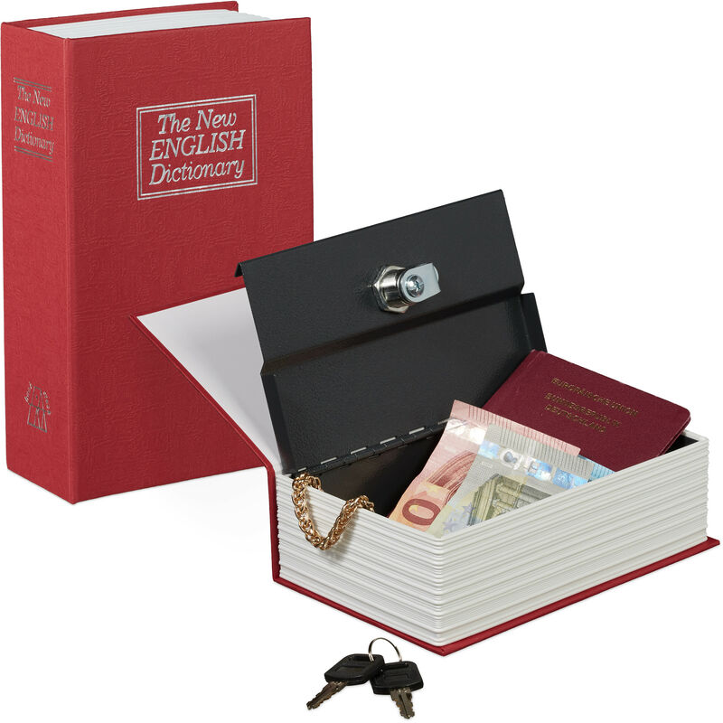 Livre Coffre-fort 18x11,5cm Cassette 2 Clé Cachette Monnaie Bijoux