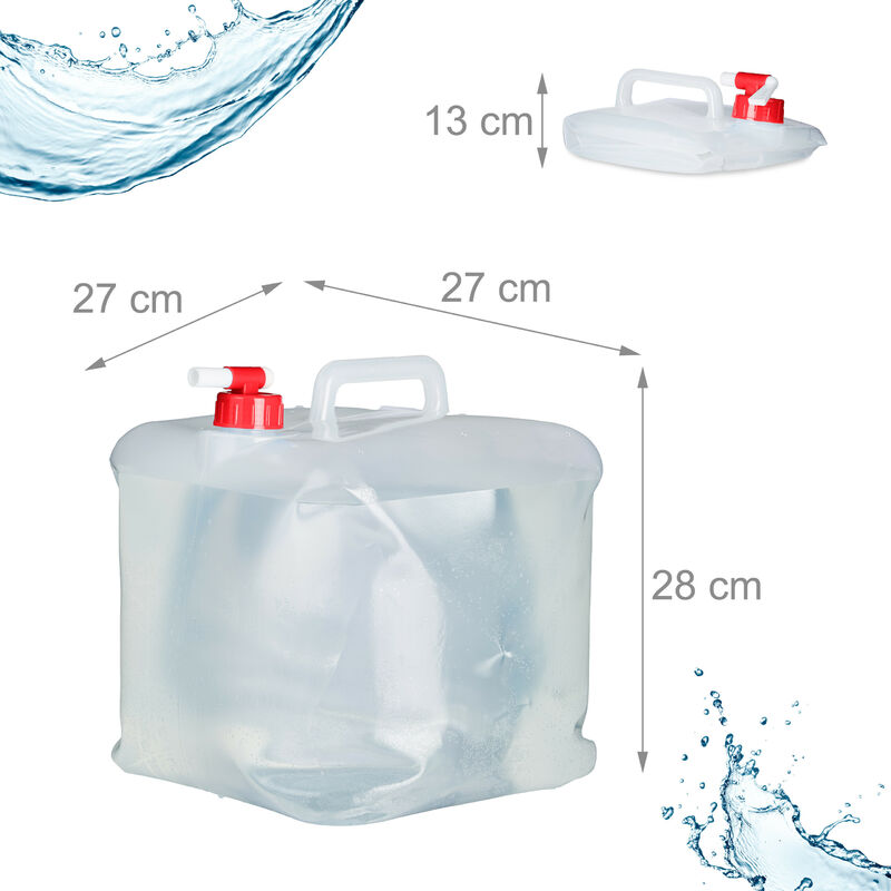 Relaxdays Bidon d'eau avec robinet, 25 litres, plastique sans BPA,  couvercle, poignée, réservoir, blanc/vert
