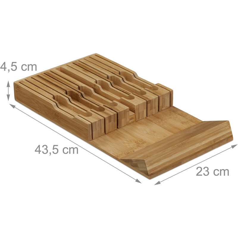 Range-Couverts Relaxdays En Bambou Pour 16 Couteaux + Aiguiseur - Organisation Cuisine