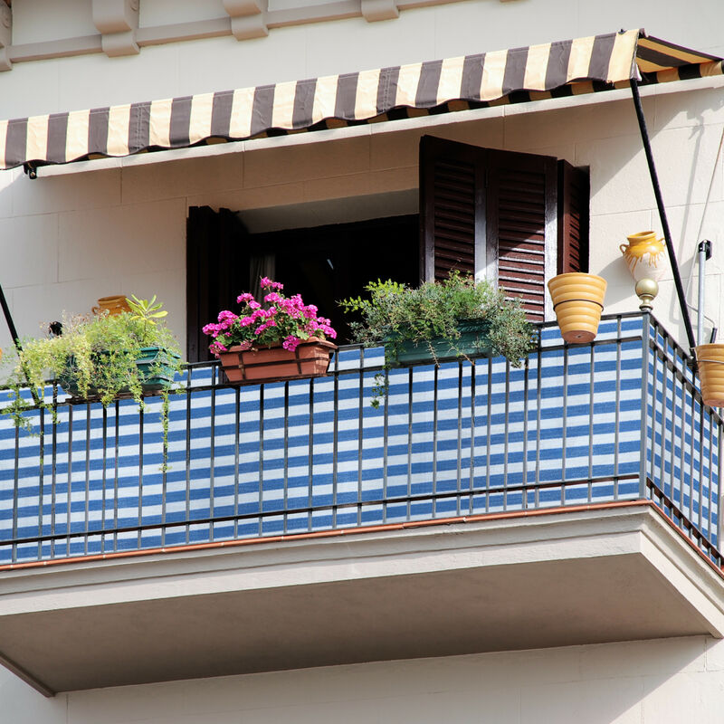 Cache Balcon Pare-Soleil 85 x 400 cm Protection UV Résistant aux  Intempéries Écran Vent Filet de clôture avec Oeillets et Cordons pour  Balustrade et