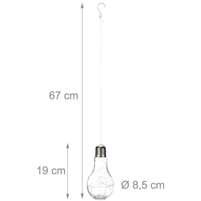 Relaxdays Ampoule décorative LED filament à suspendre fil sans câble  vintage rétro ambiance, transparent