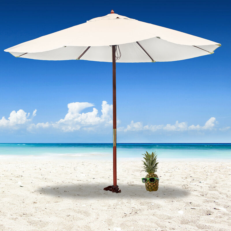 Relaxdays Pied de parasol, tubes de 19 à 32 mm, plastique, avec poignées  rabattables, à visser, gazon ou sable, brun