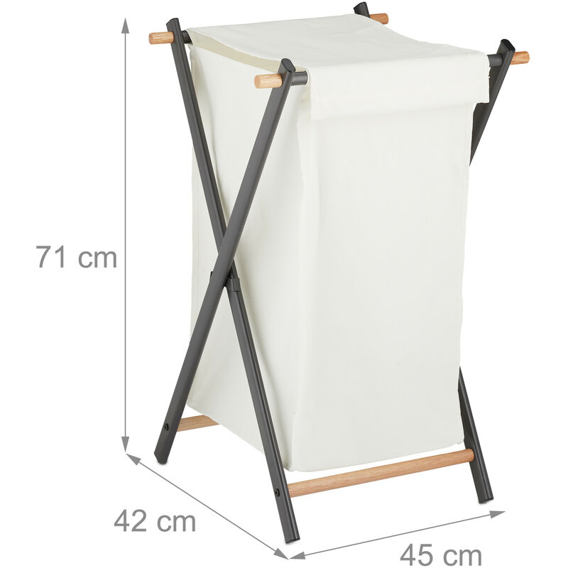 Panier à linge avec couvercle, 2 compartiments, bambou, 100 L, pliable