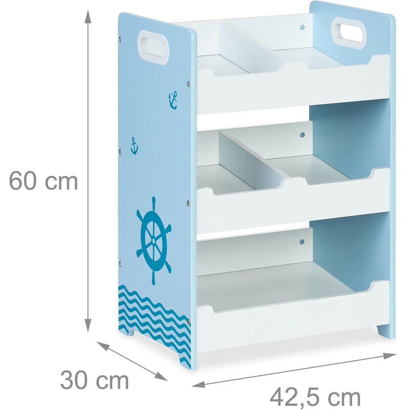 Relaxdays Étagère livre enfant, meuble rangement jouet av. 5 compartiments,  salon&chambre d'enfants, 152x80x40 cm, blanc