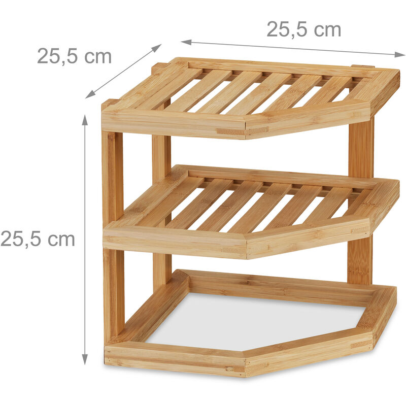 Étagère De Comptoir En Bambou 2 Niveaux - Pour Tasses, Épices, Décoration - Bureau Ou Cuisine