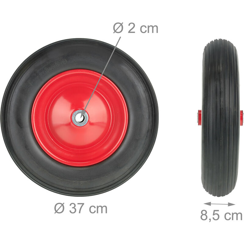 Roue de brouette increvable jante métal Ø270 mm - pneu 385 x 66 mm