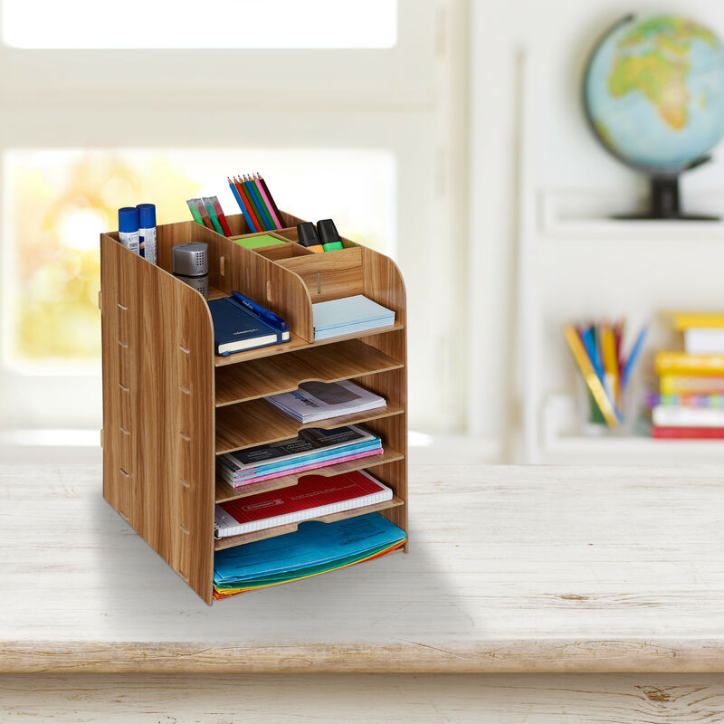 Relaxdays Boîte à thé, 12 compartiments, bois, organiseur, grand rangement, présentoir, HLP 7,5 x 29 x 26 cm, marron - Maison