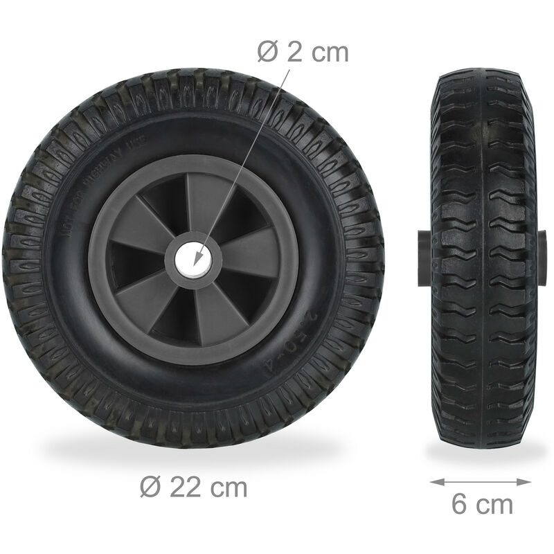 2 Roues De Brouette Relaxdays 2.50-4 - Increvables Caoutchouc - Charge 80kg